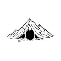 Cave in mountain with stalactites vector