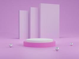 Podium mockup for product presentation, 3d rendering, pink background photo
