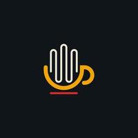 Wave coffee cup. Drink logo design. vector