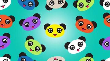 Vector seamless pattern with cute cartoon pandas