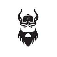 Viking Logo Design. Head of bearded viking warrior with horned helmet vector