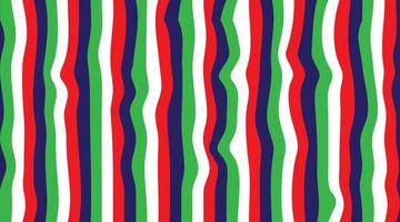 Wavy lines hand drawn colorful pattern. Abstract geometric background design. Vector green, white, and red pattern