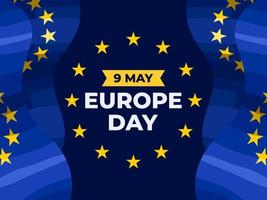 celebración del día de europa el 9 de mayo diseño con bandera de europa. feliz dia de europa. se puede utilizar para tarjetas de felicitación, postales, pancartas, afiches, web, impresos, redes sociales, etc. vector