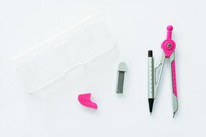 The drafting supplies on a white background. photo