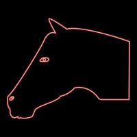 cabeza de caballo de neón color rojo ilustración vectorial imagen de estilo plano vector