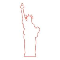 Neon statue of liberty red color vector illustration flat style image