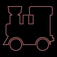 Neon steam locomotive - train red color vector illustration flat style image