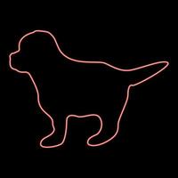 Neon puppy icon black color in circle red color vector illustration flat style image