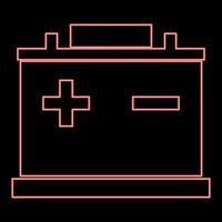 Neon car battery red color vector illustration flat style image