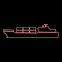 Neon merchant ship red color vector illustration flat style image