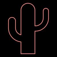 Neon cactus red color vector illustration flat style image