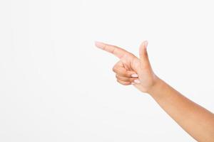 finger point isolated white background. afro american hand. Mock up. Copy space. Template. Blank. photo