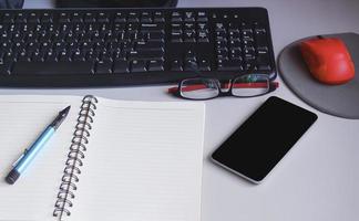 Notepad on a desk. Business and accounting concept photo