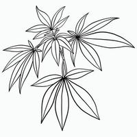 simplicidad planta de cannabis dibujo a mano alzada diseño plano. vector