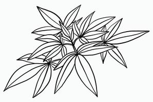 simplicidad planta de cannabis dibujo a mano alzada diseño plano. vector