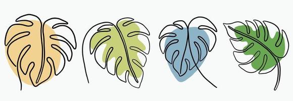 simplicidad hoja de monstera dibujo de línea continua a mano alzada diseño plano. vector