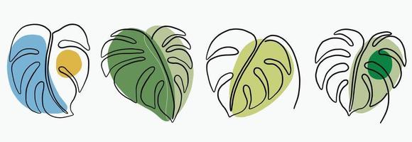 Simplicity monstera leaf freehand continuous line drawing flat design. vector