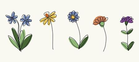 Simplicity flower freehand continuous line drawing flat design. vector