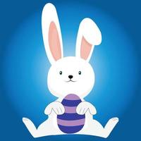 Cartoon little bunny holding easter egg vector