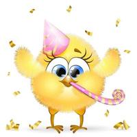 Chick girl birthday with blower vector