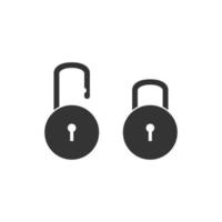 Vector padlock icon in silhouette style
