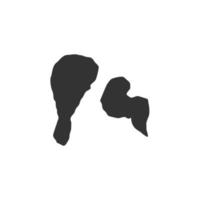 Vector fried chicken thighs and wings icon in silhouette style