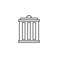 Vector trash can icon in outline style