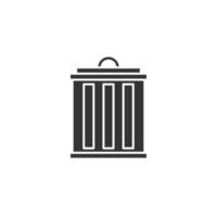 Vector trash can icon in silhouette style