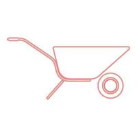 Neon wheelbarrow cart red color vector illustration flat style image