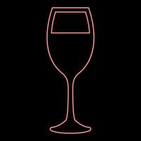 Neon glass of wine red color vector illustration flat style image