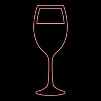 Neon glass of wine red color vector illustration flat style image