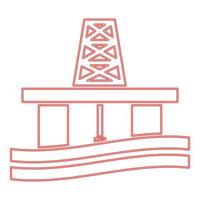 plataforma de petróleo de neón color rojo vector ilustración imagen estilo plano