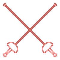 Neon swords for fencing red color vector illustration image flat style
