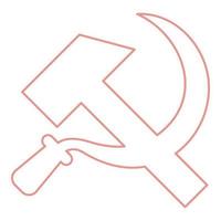 Neon hammer and sickle red color vector illustration image flat style