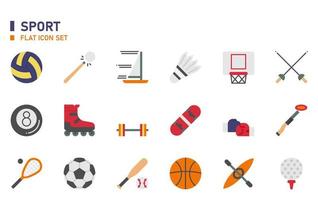 conjunto de iconos planos deportivos. vector