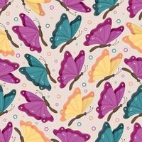 mariposas coloridas con alas plegadas. patrón brillante de primavera o verano sin costuras. vector
