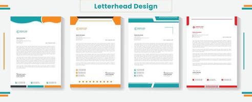 Abstract Professional business letterhead design template in red, blue, green, orange. Minimalist concept letterhead set template design vector