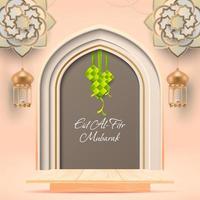 Eid Al Fitr mubarak background with Islamic ornament. vector