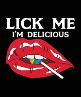 licking sexy red lips illustration T-shirt Design vector
