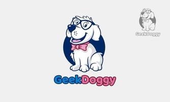 Geek Doggy Vector Logo Template. High quality vector mascot for your all purposes.