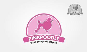 Pink Poodle Vector Logo Template.  Vector silhouette of a poodle dog on a white background.