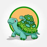 Vector illustration of a cute cartoon turtles