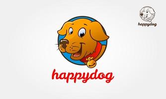 Happy Dog Vector Logo Cartoon Character. Funny cartoon dog face logo template. Vector logo illustration.