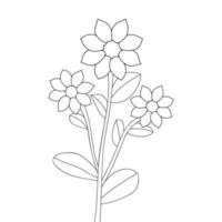 flower coloring page for summer collection of natural branch on white background vector