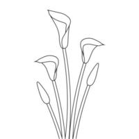 creative line art object design element illustration for blooming flower coloring page vector