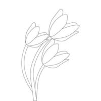 objeto de arte de línea de lápiz detallado de gráfico de página de color de flor natural sobre fondo blanco vector