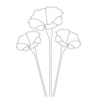 vector flower coloring page element of line art silhouette clipart on isolated background