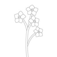 seasonal flourish blooming flower coloring page sketch line art style flat natural design vector