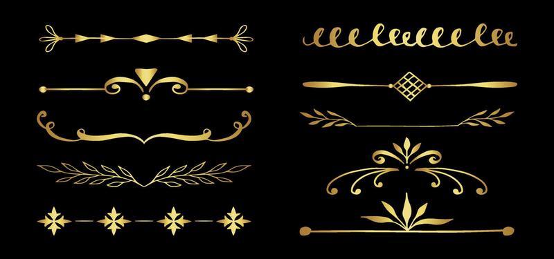 Golden borders and dividers vector eps 10