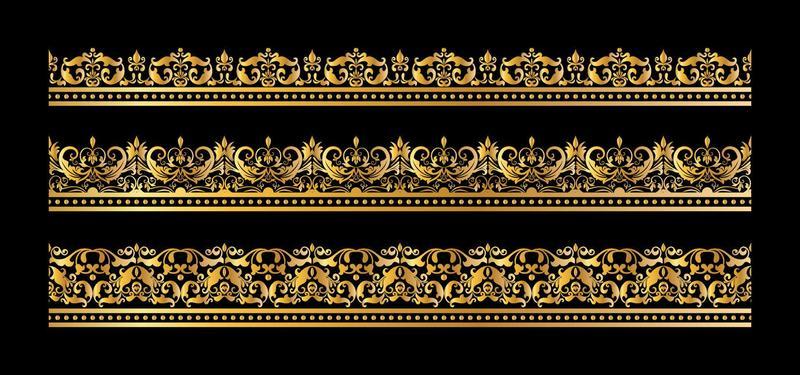 set of decorative gold borders vector